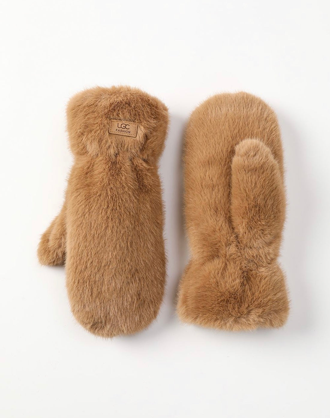 Faux Fur Mittens - Camel