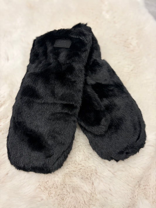 Faux Fur Mittens - Black