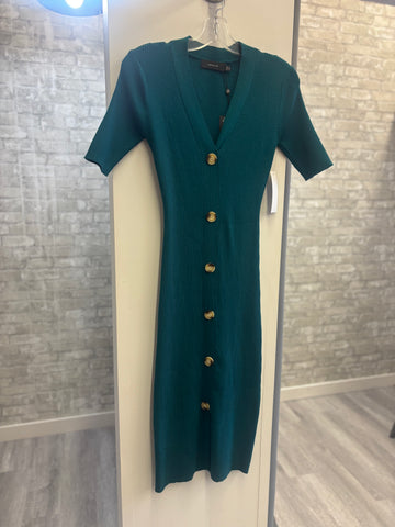 Angele Eye Ribbed Dress - Emerald