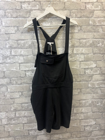 The Vintage Wash French Terry Overalls  - Black