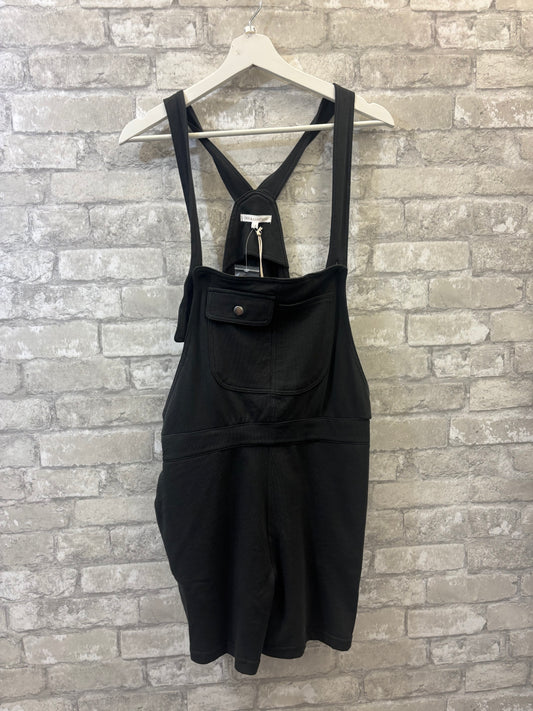 The Vintage Wash French Terry Overalls - Black
