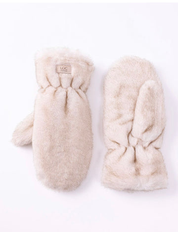 Faux Fur Mittens - Cream