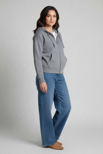 Ultra-Soft Brushed Fleece Zip Up Sweater - Grey