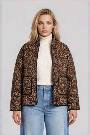 Curvy - The Leopard Snap Button Jacket