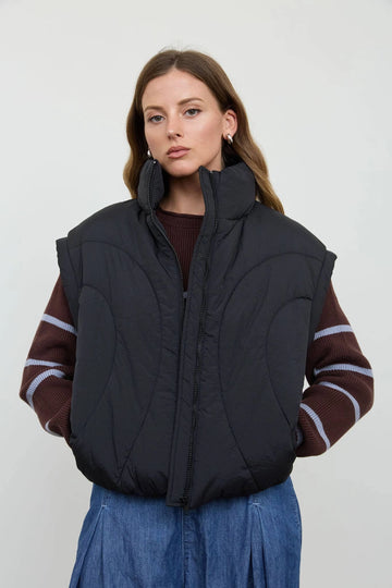 The Quilted Puffer Vest - Black