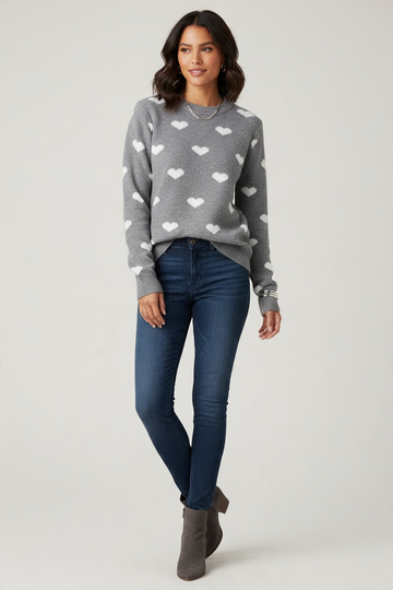 The Amelia Heart Sweater - Grey