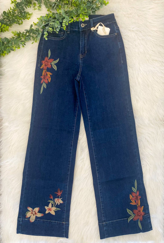 Charlie B - Flare Jeans with Floral Embroidery