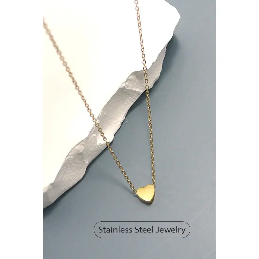 Stainless Steel Mini Heart Necklace - Gold