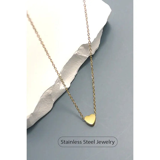 Stainless Steel Mini Heart Necklace - Gold