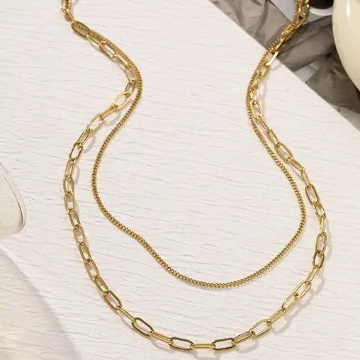 Titanium Steel Non-Tarnish Layered Chain Necklace
