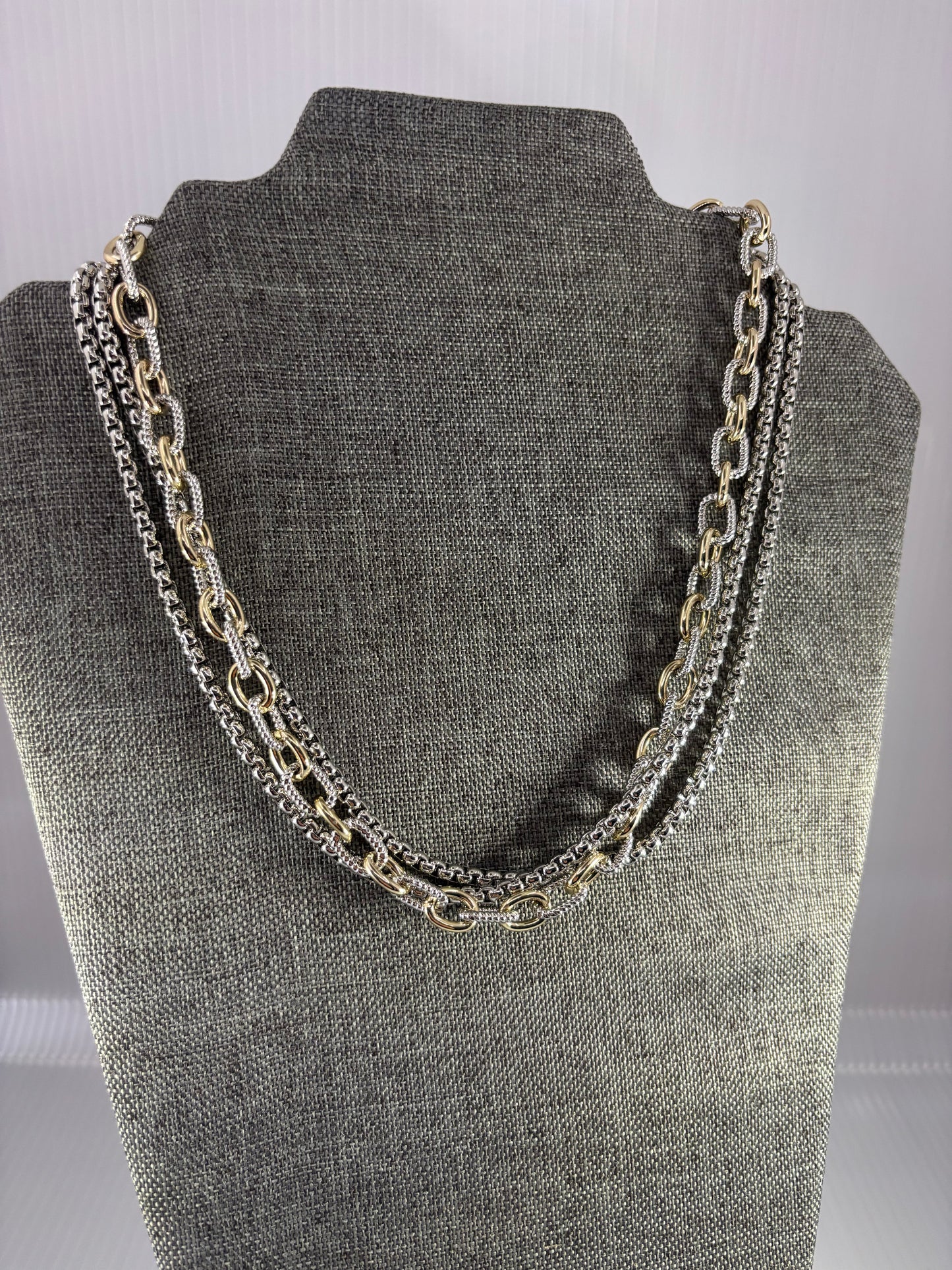 Trio Gold & Silver 14k Plated Necklace
