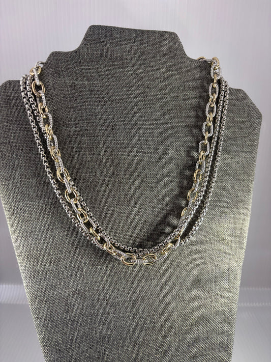 Trio Gold & Silver 14k Plated Necklace