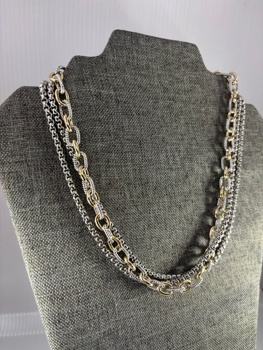 Trio Gold & Silver 14k Plated Necklace