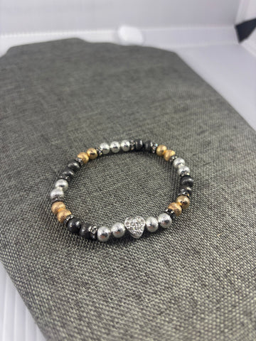 Stretchable Trio Colour Bracelet with heart charm