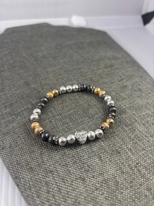 Stretchable Trio Colour Bracelet with heart charm