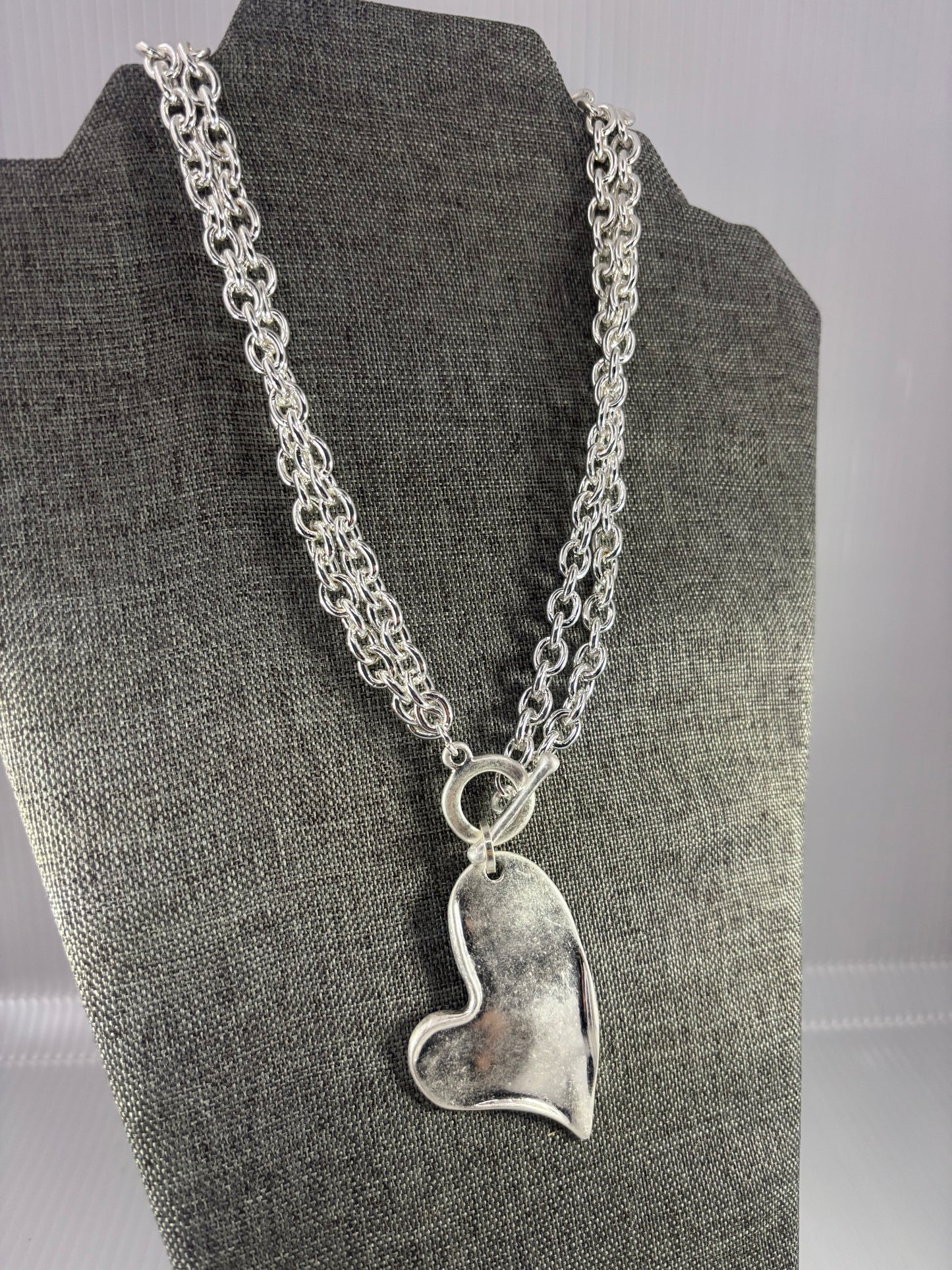 Heart Stamped Tiffany Style Necklace with matching earrings