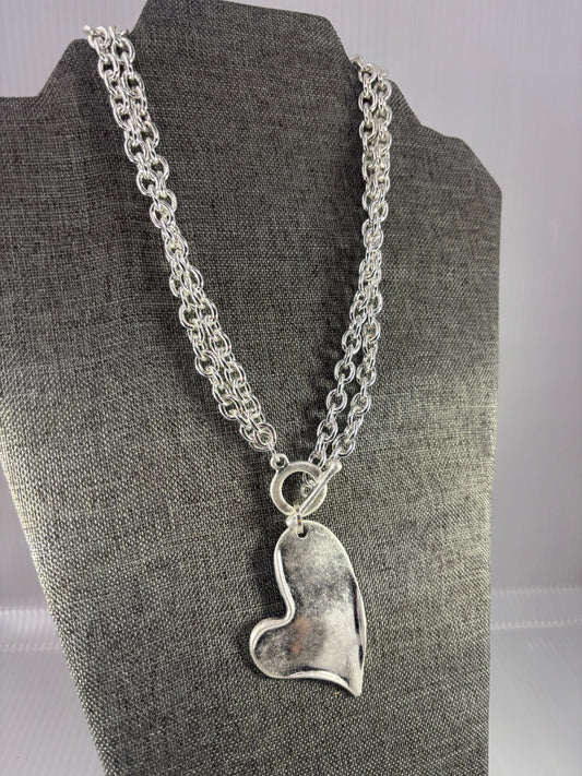 Heart Stamped Tiffany Style Necklace with matching earrings