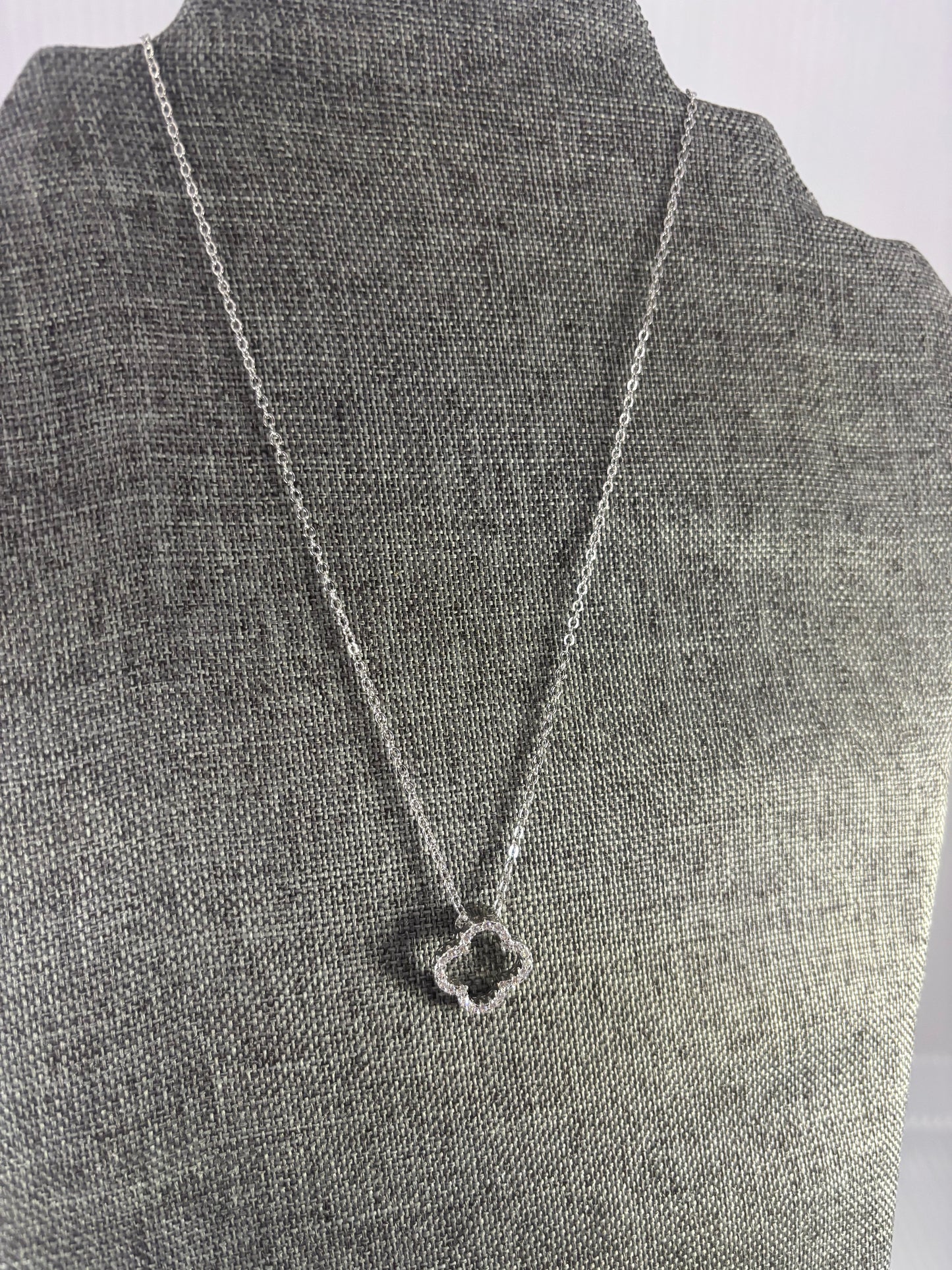 Four Leaf Clover Open Crystal Necklace