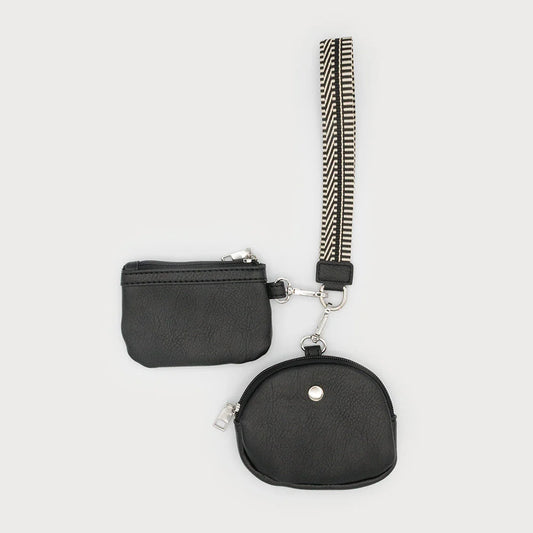 7167 - Small Coin Purse with Guitar Strap - Black