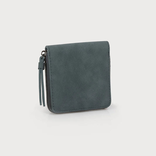 7135 - Square zippered wallet with card slots and closed coin pocket - Green