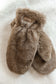 Faux Fur Mittens - Light Brown