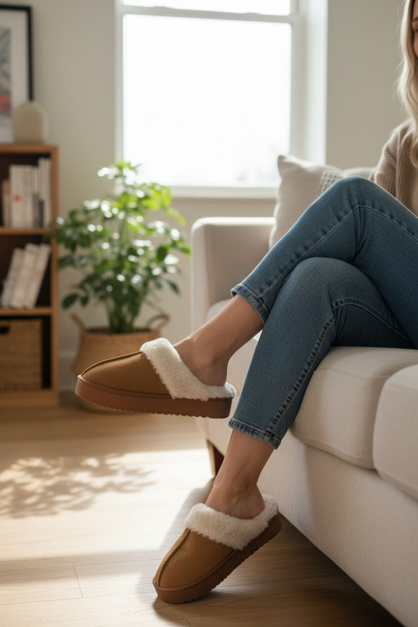 Sherpa Slippers - Cognac