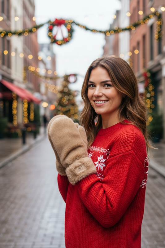 Faux Fur Mittens - Camel