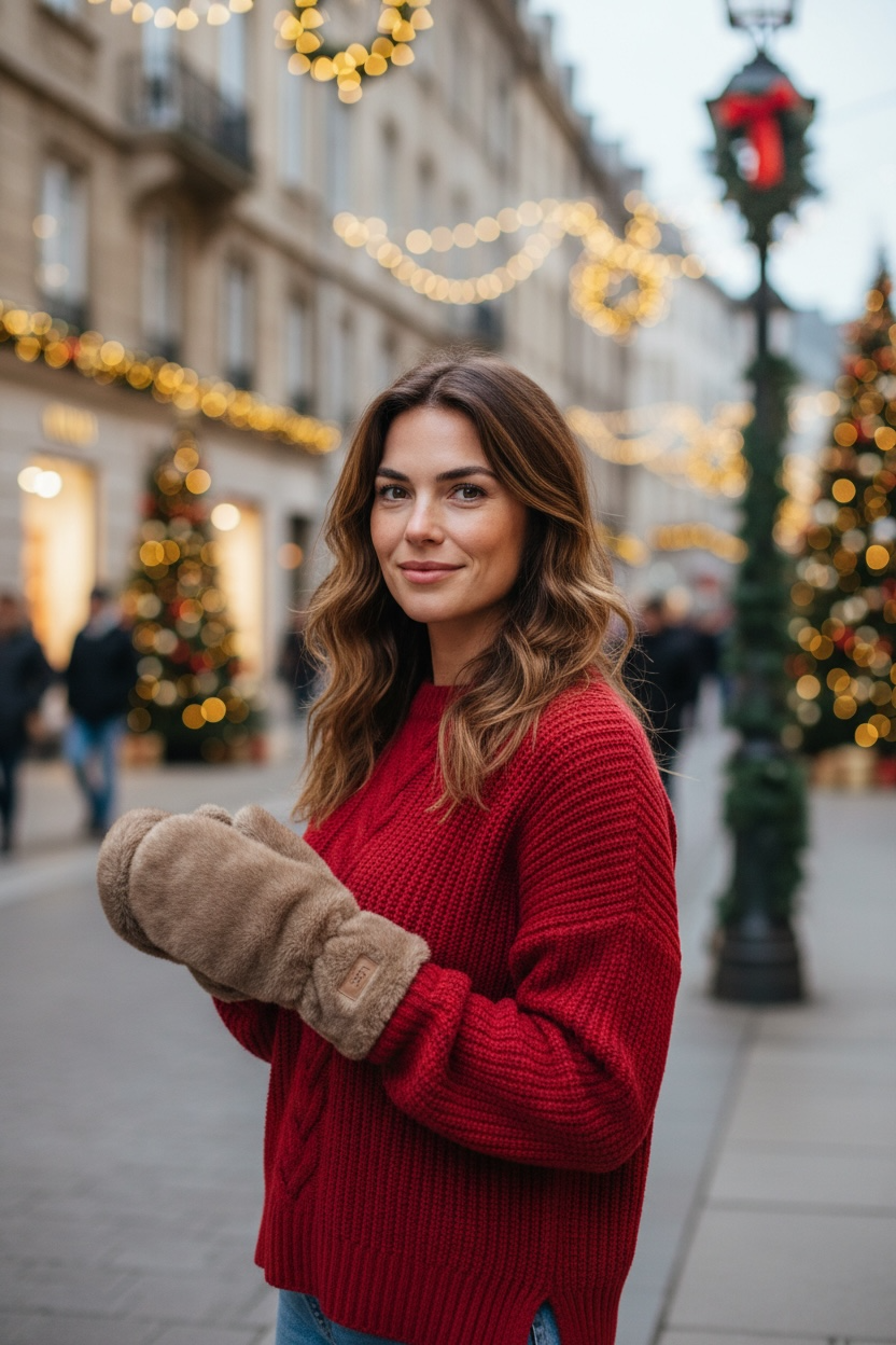 Faux Fur Mittens - Light Brown