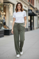 The French Terry Wide Leg Pant - Olive