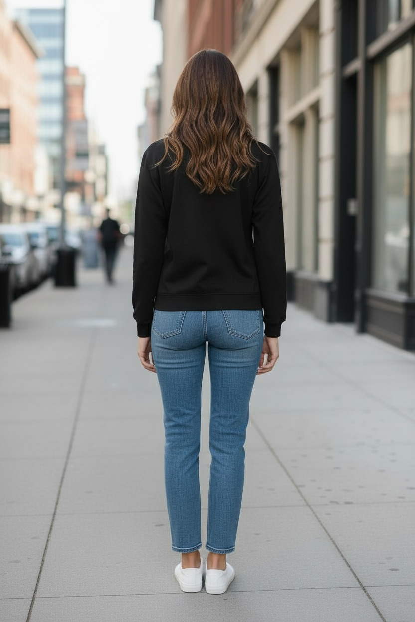 The French Terry 1/4 Zip Pullover Sweater - Black