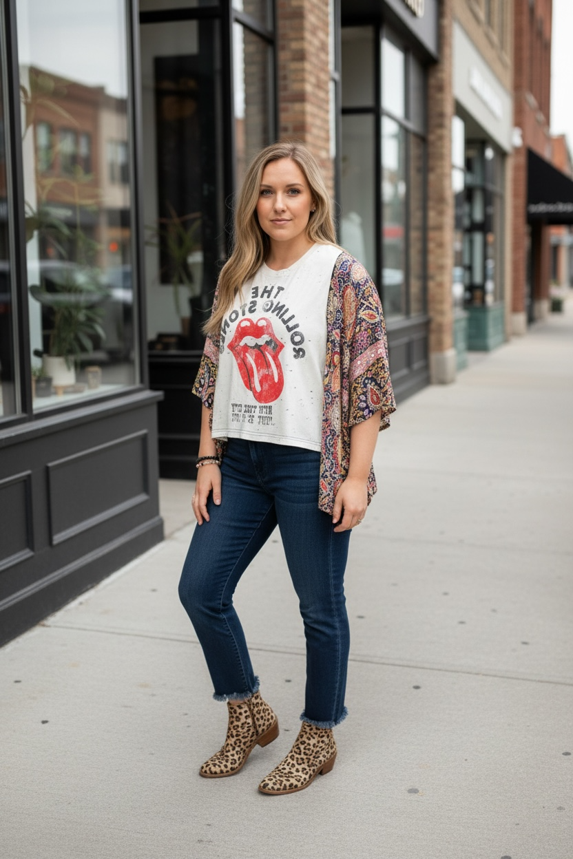 The Banded Pullover Top (Rolling Stones Tongue)