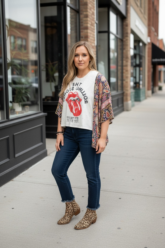 The Banded Pullover Top (Rolling Stones Tongue)