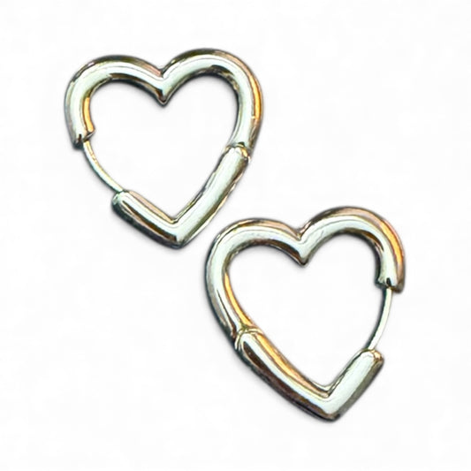 1884 - Merx Heart Hoop Earrings - Silver