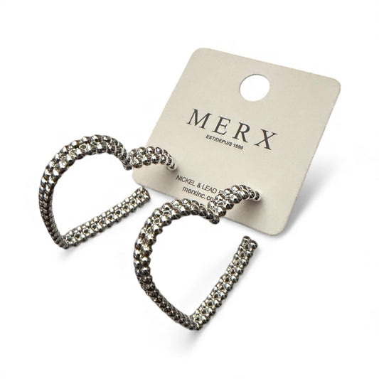 14301 Heart Hoop Earrings - Silver