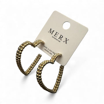 143011 Heart Hoop Earrings - Gold