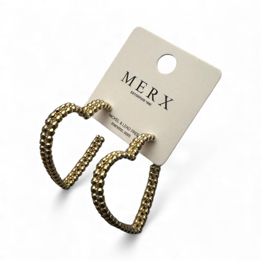 143011 Heart Hoop Earrings - Gold