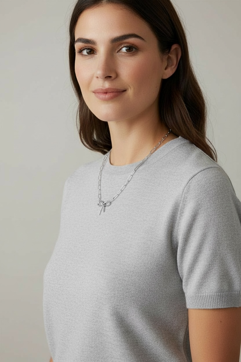 14348 - Merx Bow Necklace - Silver