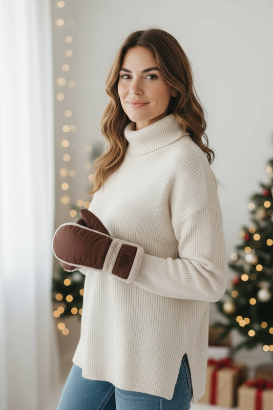 Puff Mittens - Brown