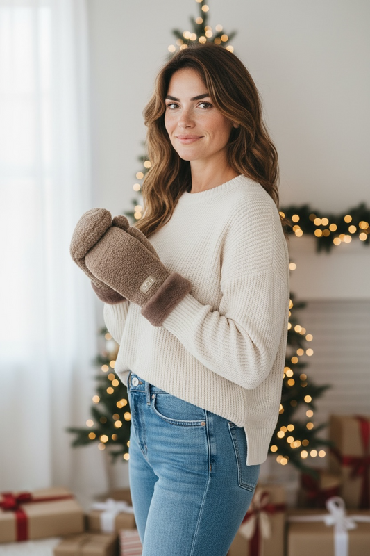 Sherpa Mittens - Light Brown