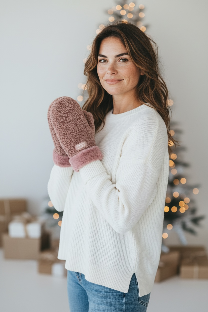 Sherpa Mittens - Pink
