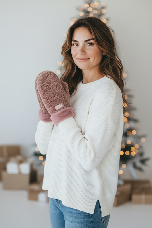 Sherpa Mittens - Pink