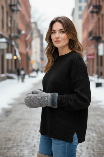 Sherpa Mittens - Charcoal