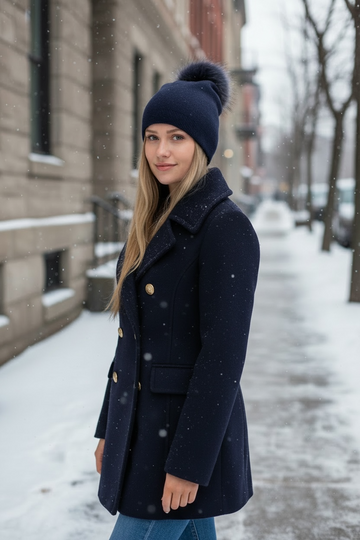 The Ava Cashmere Beanie - Navy