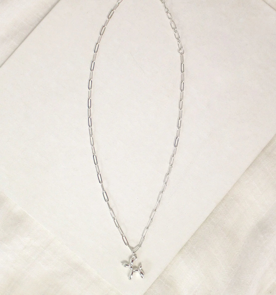 Balloon Dog Necklace - Silver