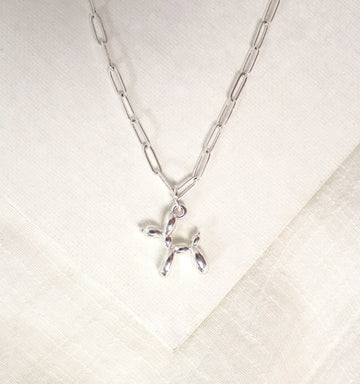 Balloon Dog Necklace - Silver