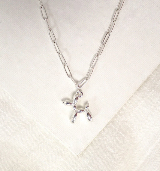 Balloon Dog Necklace - Silver
