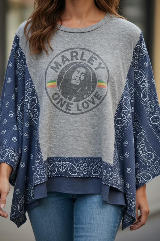 Bob Marley - Bandana Banded Pullover by Shannon Passero