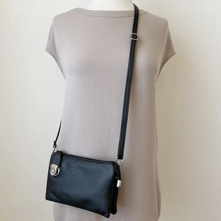 7012 - Triple Crossbody Bag - Black E