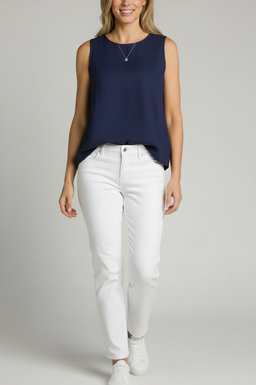 Linen Tank - Navy
