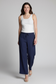 Linen-Blend Wide Leg Pants - Navy